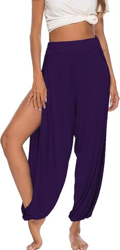 Women Summer Harem High Split Hem Leg Silt Pants Flowy Yoga Pant for Women Casual Beach Hippie Dance Pants in Saudi Arabia