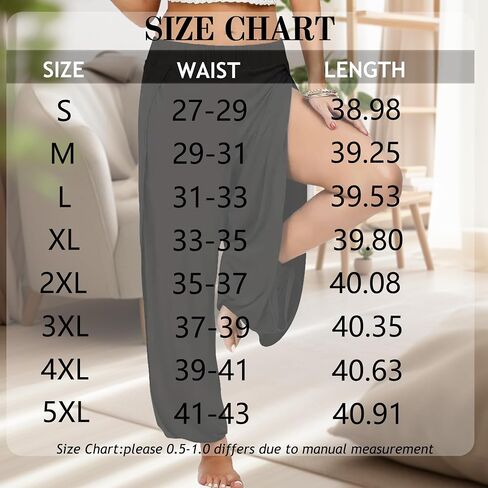 Women Summer Harem High Split Hem Leg Silt Pants Flowy Yoga Pant for Women Casual Beach Hippie Dance Pants in Saudi Arabia