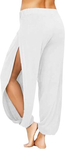 Women Summer Harem High Split Hem Leg Silt Pants Flowy Yoga Pant for Women Casual Beach Hippie Dance Pants in Saudi Arabia