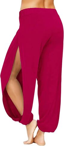 Women Summer Harem High Split Hem Leg Silt Pants Flowy Yoga Pant for Women Casual Beach Hippie Dance Pants in Saudi Arabia