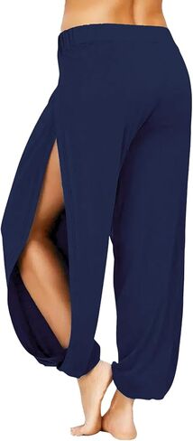 Women Summer Harem High Split Hem Leg Silt Pants Flowy Yoga Pant for Women Casual Beach Hippie Dance Pants in Saudi Arabia