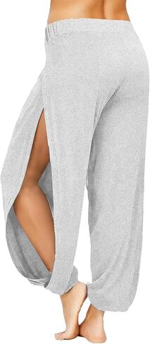 Women Summer Harem High Split Hem Leg Silt Pants Flowy Yoga Pant for Women Casual Beach Hippie Dance Pants in Saudi Arabia