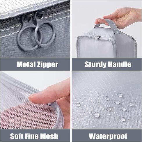 8 Set Packing Cubes For Travel-Travel Essential Carry On Luggage Organizer,Bring Laundry Bag, Shoe Bag, Clothing And Underwear Bag (Grey) in Kuwait