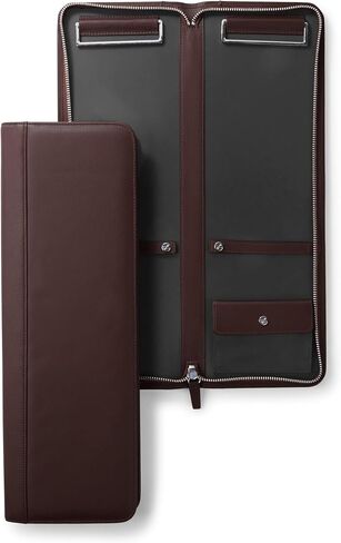 Leatherology Black Onyx Tie Case – Full Grain Leather Travel Organizer for 2–4 Ties with Nickel Bars, Interior Pocket for Cufflinks & Collar Stays, Slim Design with Zip & Snap Closure in Saudi Arabia