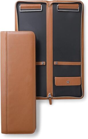 Leatherology Black Onyx Tie Case – Full Grain Leather Travel Organizer for 2–4 Ties with Nickel Bars, Interior Pocket for Cufflinks & Collar Stays, Slim Design with Zip & Snap Closure in Saudi Arabia