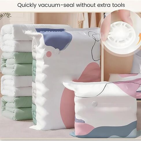No‑Pump Vacuum Storage Bags, Press & Seal Large Cube Vacuum Seal Bags, Thickened Reusable Space Saver Compression Bags for Clothes, Blankets, Bedding, Organizers for Home, Moving, And Travel (2L) in Kuwait