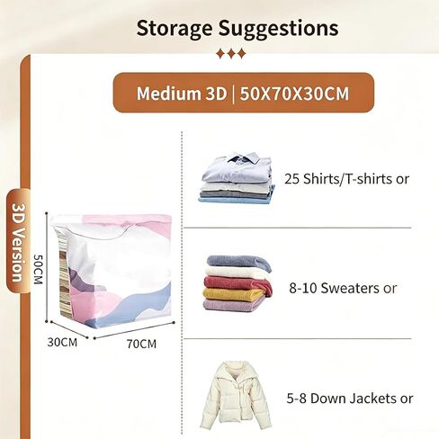 No‑Pump Vacuum Storage Bags, Press & Seal Large Cube Vacuum Seal Bags, Thickened Reusable Space Saver Compression Bags for Clothes, Blankets, Bedding, Organizers for Home, Moving, And Travel (2L) in Kuwait