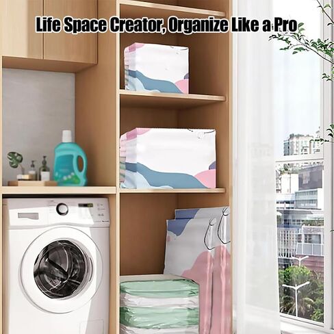 No‑Pump Vacuum Storage Bags, Press & Seal Large Cube Vacuum Seal Bags, Thickened Reusable Space Saver Compression Bags for Clothes, Blankets, Bedding, Organizers for Home, Moving, And Travel (2L) in Kuwait