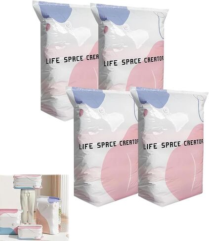 No‑Pump Vacuum Storage Bags, Press & Seal Large Cube Vacuum Seal Bags, Thickened Reusable Space Saver Compression Bags for Clothes, Blankets, Bedding, Organizers for Home, Moving, And Travel (2L) in Kuwait