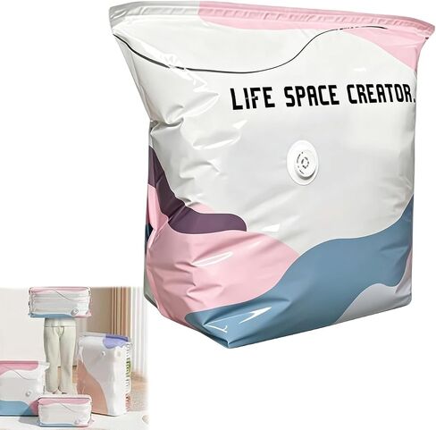 No‑Pump Vacuum Storage Bags, Press & Seal Large Cube Vacuum Seal Bags, Thickened Reusable Space Saver Compression Bags for Clothes, Blankets, Bedding, Organizers for Home, Moving, And Travel (2L) in Kuwait