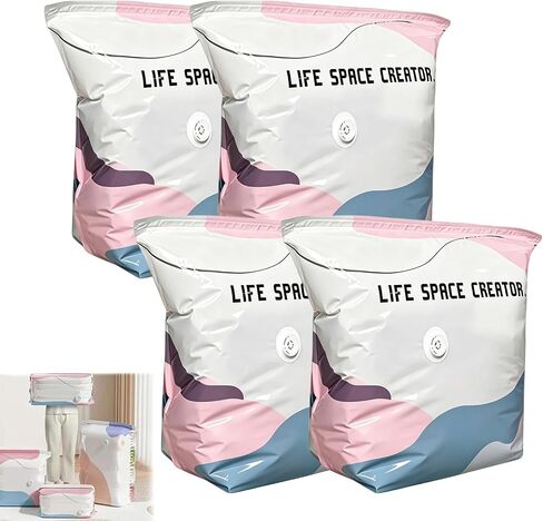 No‑Pump Vacuum Storage Bags, Press & Seal Large Cube Vacuum Seal Bags, Thickened Reusable Space Saver Compression Bags for Clothes, Blankets, Bedding, Organizers for Home, Moving, And Travel (2L) in Kuwait