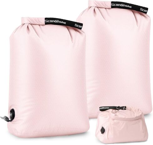 Travel Laundry Bag, Pump-Free Vacuum Compression Dirty Clothes Bag, Reusable Waterproof & Washable Laundry Bag, Wet and Dry Bag, Ideal for Suitcases, Road Trip Essentials (2 Pack, M+M) Pink in Saudi Arabia