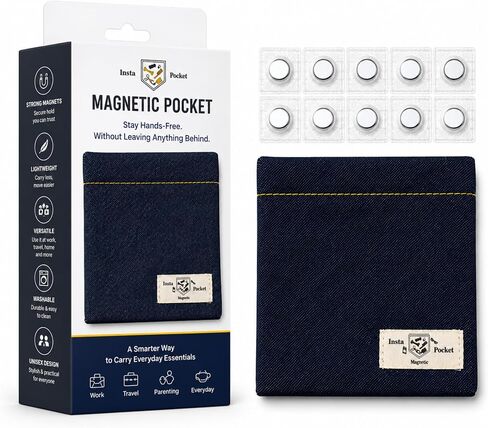 Davison Insta Pocket Magnetic Fabric Pouch 6x5 – Attachable Extra Pocket for Clothing, Bags and Accessories – 10lb Hold, Machine Washable, Hands-Free Storage in Saudi Arabia
