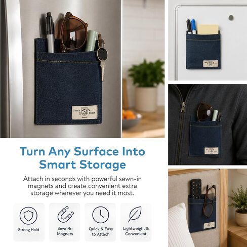 Davison Insta Pocket Magnetic Fabric Pouch 6x5 – Attachable Extra Pocket for Clothing, Bags and Accessories – 10lb Hold, Machine Washable, Hands-Free Storage in Saudi Arabia