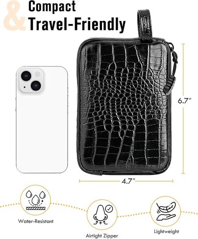 Smell Proof Bag, 6.7" x 4.7" Anti-Odor Container with Activated Carbon Fiber Lining, Odorless Airtight Travel Organizer, Fashion Gift for Women (Crocodile grain, Flat) in Saudi Arabia