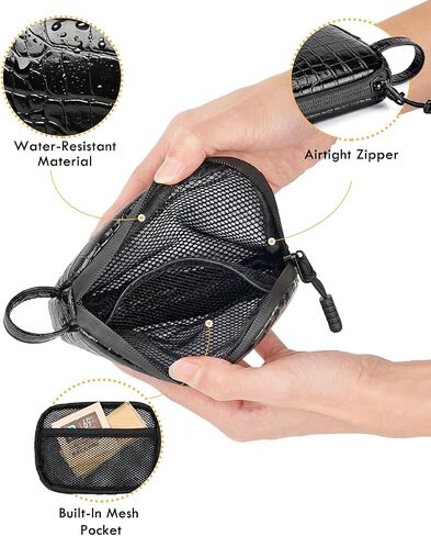 Smell Proof Bag, 6.7" x 4.7" Anti-Odor Container with Activated Carbon Fiber Lining, Odorless Airtight Travel Organizer, Fashion Gift for Women (Crocodile grain, Flat) in Saudi Arabia