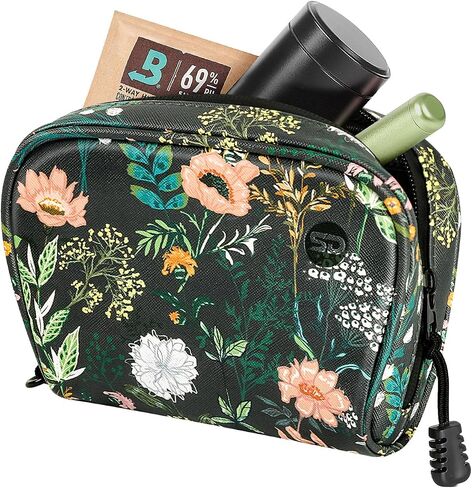 Smell Proof Bag, 6.7" x 4.7" Anti-Odor Container with Activated Carbon Fiber Lining, Odorless Airtight Travel Organizer, Fashion Gift for Women (Crocodile grain, Flat) in Saudi Arabia