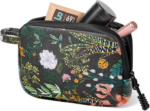 Smell Proof Bag, 6.7" x 4.7" Anti-Odor Container with Activated Carbon Fiber Lining, Odorless Airtight Travel Organizer, Fashion Gift for Women (Crocodile grain, Flat) in Saudi Arabia