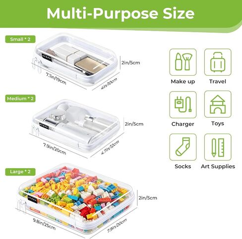 UFORU 6 Pack Clear Hard Shell Zipper Case, Diaper Bag Organizer Pouches for Travel, Heavy Duty Clear Makeup & Toiletry Bags, Hard Plastic Cosmetic Toy Organizer Pouch for Daily Essentials, 2S 2M 2L in Saudi Arabia