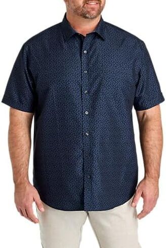 DXL Microfiber Abstract Print Sport Shirt, Black in Saudi Arabia