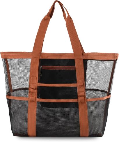 Genteen Beach Bag for Women, Large Waterproof Sandproof Beach Tote with Zipper Pocket, Solid for Travel Pool in Kuwait