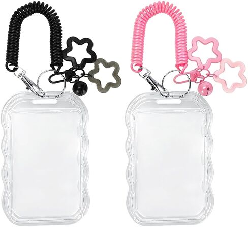 Nirvany 2 Pack Kpop Photo Card Holder Cute Photocard Holder Keychain, Transparent PC Holder in Saudi Arabia