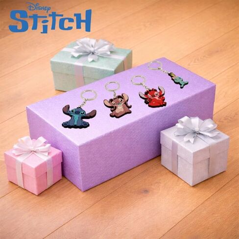 Disney Lilo and Stitch Keychain Set - 4 Pack Keyring Bag Charm Including Angel Leyroy Scrump Characters Gifts for Girls Backpack Accessories in Kuwait