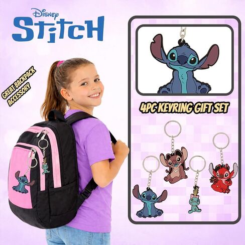 Disney Lilo and Stitch Keychain Set - 4 Pack Keyring Bag Charm Including Angel Leyroy Scrump Characters Gifts for Girls Backpack Accessories in Kuwait