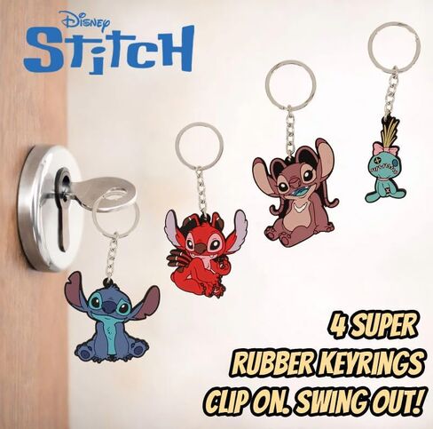 Disney Lilo and Stitch Keychain Set - 4 Pack Keyring Bag Charm Including Angel Leyroy Scrump Characters Gifts for Girls Backpack Accessories in Kuwait