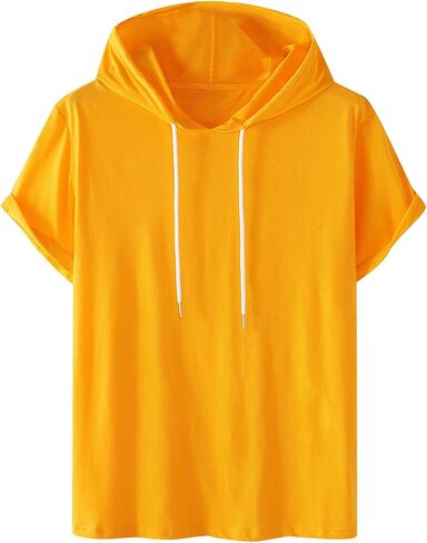Ctreela Men's Workout Short Sleeve Hoodies Lightweight Athletic Pullover Sweatshirt Solid Drawstring Sports T-Shirts in Saudi Arabia