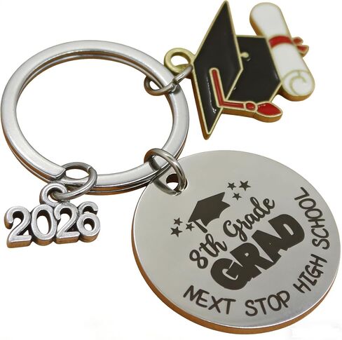 8TH Grade Graduation Gift, 8TH Grade Graduation Keychains, 8TH Grade Graduation Decorations Party Supplies Class of 2026, Last Day of Middle School Grad Gifts for Girls Boys Party Favors in Kuwait
