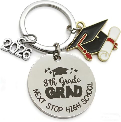 8TH Grade Graduation Gift, 8TH Grade Graduation Keychains, 8TH Grade Graduation Decorations Party Supplies Class of 2026, Last Day of Middle School Grad Gifts for Girls Boys Party Favors in Kuwait