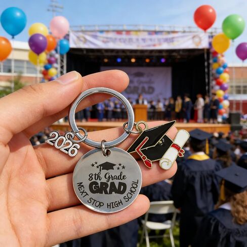 8TH Grade Graduation Gift, 8TH Grade Graduation Keychains, 8TH Grade Graduation Decorations Party Supplies Class of 2026, Last Day of Middle School Grad Gifts for Girls Boys Party Favors in Kuwait