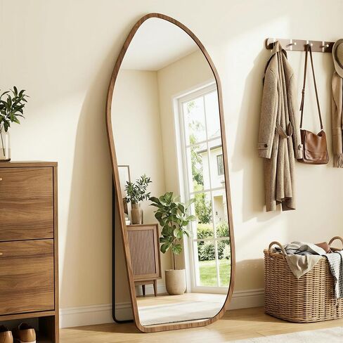 Suidia Full Length Mirror, Oversized Floor Mirror with Solid Wood Frame, Large Standing Mirror for Bedroom Living Room, Wood Art Style, Dark Walnut, 68" L x 26" W in Saudi Arabia