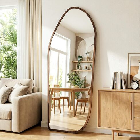 Suidia Full Length Mirror, Oversized Floor Mirror with Solid Wood Frame, Large Standing Mirror for Bedroom Living Room, Wood Art Style, Dark Walnut, 68" L x 26" W in Saudi Arabia