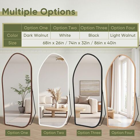 Suidia Full Length Mirror, Oversized Floor Mirror with Solid Wood Frame, Large Standing Mirror for Bedroom Living Room, Wood Art Style, Dark Walnut, 68" L x 26" W in Saudi Arabia