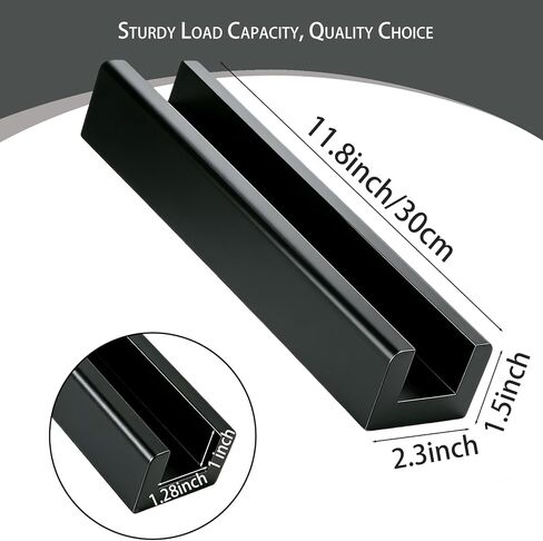 BebeMu1pcs Wooden Floor Mirror stand holder with Anti-Slip Base for full length mirror 11.8 x 2.3 x 1.5 Inches, Non-Slip Base Support Holder with Enlarged Pads for Home Mirror Frames(Black) in Saudi Arabia