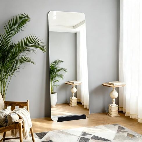 BebeMu1pcs Wooden Floor Mirror stand holder with Anti-Slip Base for full length mirror 11.8 x 2.3 x 1.5 Inches, Non-Slip Base Support Holder with Enlarged Pads for Home Mirror Frames(Black) in Saudi Arabia