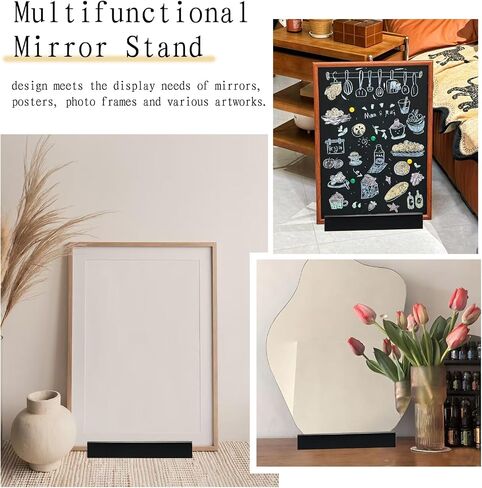 BebeMu1pcs Wooden Floor Mirror stand holder with Anti-Slip Base for full length mirror 11.8 x 2.3 x 1.5 Inches, Non-Slip Base Support Holder with Enlarged Pads for Home Mirror Frames(Black) in Saudi Arabia