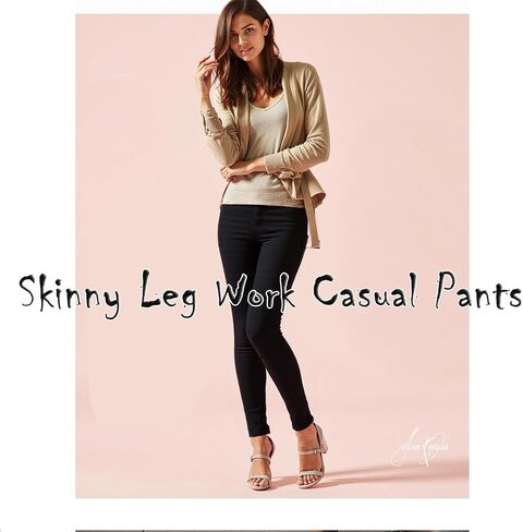 Women Dress Pants Stretch Comfy Business Casual Work Pants with Pocket 30 Black L in Saudi Arabia