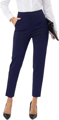 heipeiwa Women's Dress Pants High Waist Pull on Pants Comfort Stretch Work Slacks Crop Trouser in Kuwait