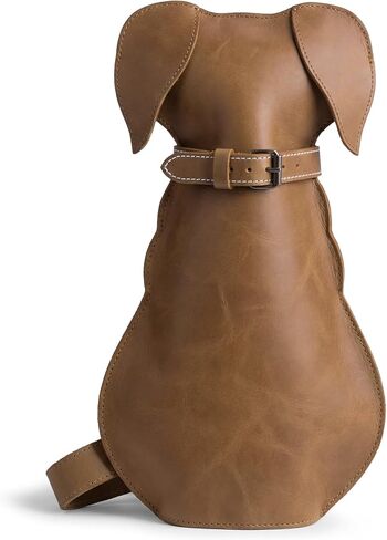 Hide & Play, Dog-Shaped Backpack, Pet Lover Accessory, Crossbody Bag, Travel Backpack, Full Grain Leather, Handmade (Old Tobacco) in Saudi Arabia