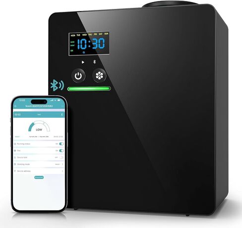 Waterless Essential Oil Diffuser 5000 Sq.Ft Coverage for Home Hotel Office, 200ml Cold Air Scent Machine for HVAC, Bluetooth App Control, Quiet No-Heat Aroma Diffuser in Saudi Arabia