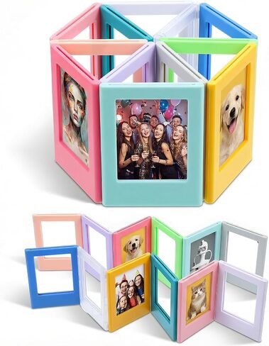 24 Pack 2x3 Magnetic Picture Frames, Mini Film Magnetic Frames, Fridge Photo Frame Magnets Set with 12 Colors, Wallet Size Photo Holders for Refrigerator & Office Decor in Kuwait