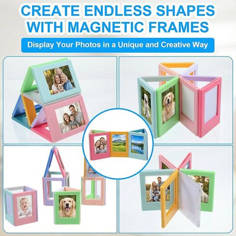24 Pack 2x3 Magnetic Picture Frames, Mini Film Magnetic Frames, Fridge Photo Frame Magnets Set with 12 Colors, Wallet Size Photo Holders for Refrigerator & Office Decor in Kuwait