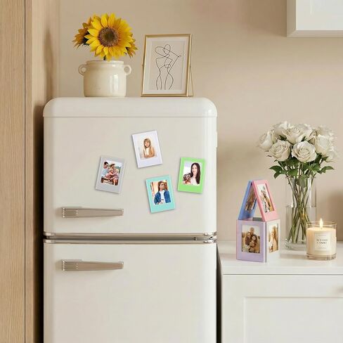 24 Pack 2x3 Magnetic Picture Frames, Mini Film Magnetic Frames, Fridge Photo Frame Magnets Set with 12 Colors, Wallet Size Photo Holders for Refrigerator & Office Decor in Kuwait