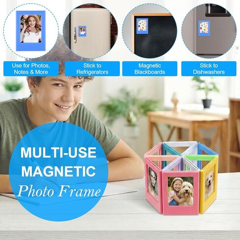 24 Pack 2x3 Magnetic Picture Frames, Mini Film Magnetic Frames, Fridge Photo Frame Magnets Set with 12 Colors, Wallet Size Photo Holders for Refrigerator & Office Decor in Kuwait