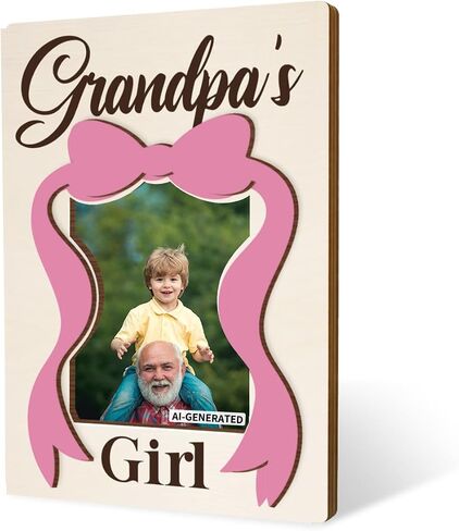 Wooden Picture Frame Gift, Fathers Day Gift, Pop's Girl Pink Bow Design, Father Photo Fridge Magnet, Dad Picture Frame, Photo Frames Gifts, Pink Bow Theme, Dad Frames in Saudi Arabia