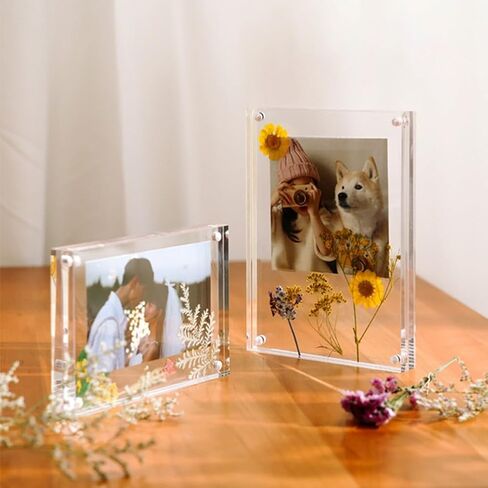 Acrylic Picture Frame with Magnet, Clear Picture Frames Freestanding Double Sided,Poster Display Stand,Office Home Decoration (6x9cm) in Kuwait