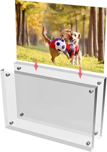 Acrylic Picture Frame with Magnet, Clear Picture Frames Freestanding Double Sided,Poster Display Stand,Office Home Decoration (6x9cm) in Kuwait